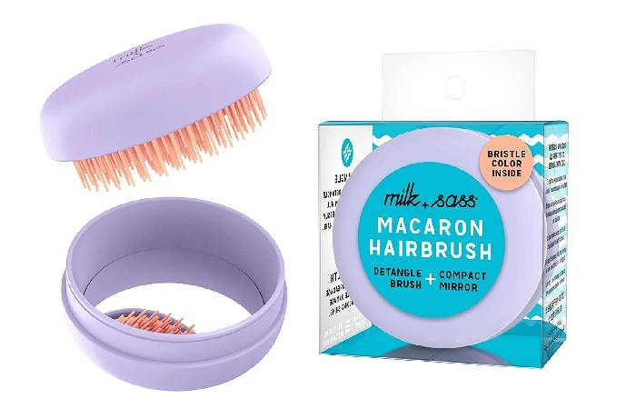 For hair detangling, use the Milk + Sass Macaron brush.