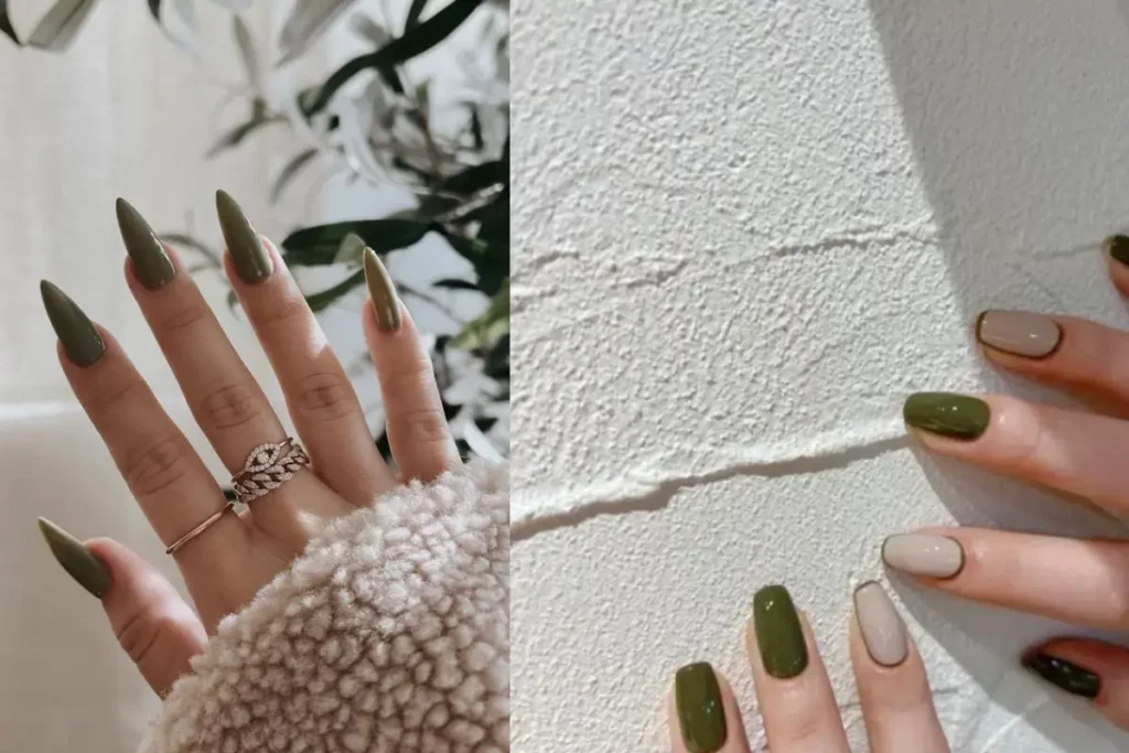 Olive green Nails