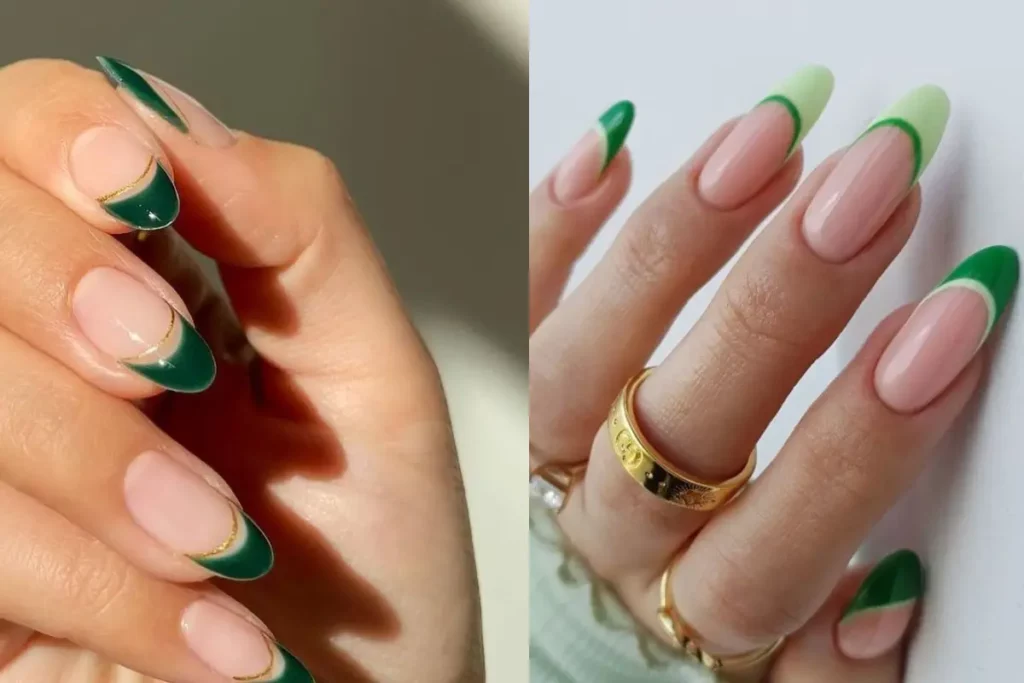 Two-Toned Green Double French Tips